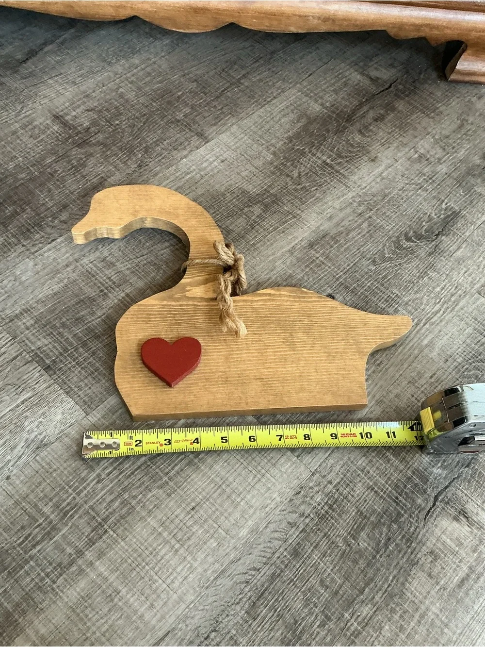 Vintage 1980s Wooden Goose Wall Plaque Shelf Sitter Rustic Country Folk Art
